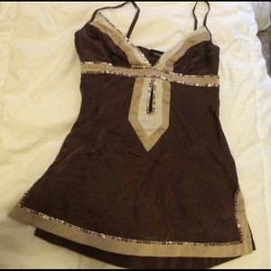 bebe spaghetti strap silk tank